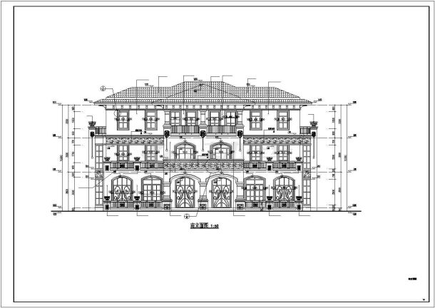 保定某小区三层连拼别墅建筑设计施工图-图一