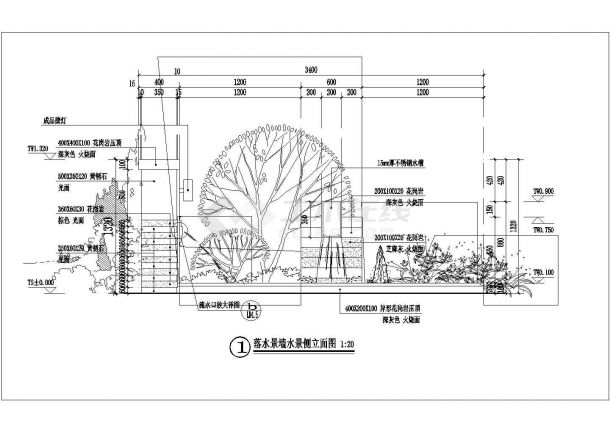 某景观项目落水景墙建筑设计方案图纸-图二