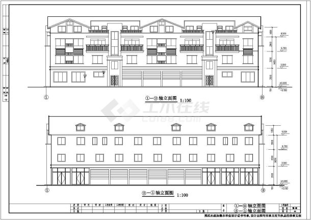 某地区三层带阁楼商住楼建筑设计施工图-图一