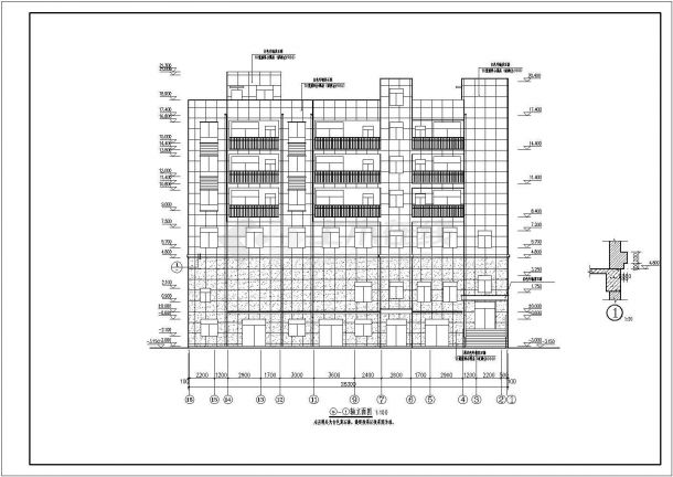 湖北某信用社五层办公住宅综合楼建筑设计方案图纸-图二