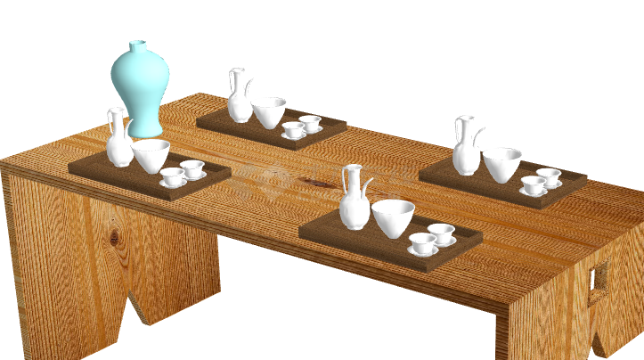 排列整齐白色精致茶具SU模型-图二
