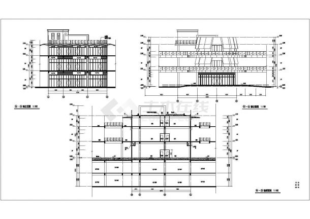 安徽某三层广场商业街建筑设计施工图-图一