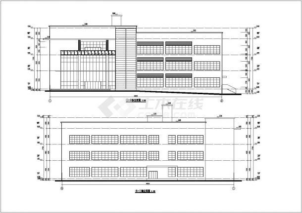某厂区三层框架结构食堂建筑设计方案图纸-图一