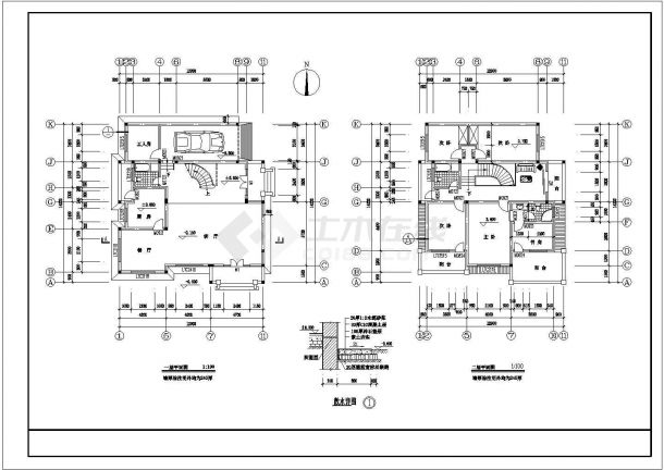 某地区二层框架结构建筑设计方案图-图一