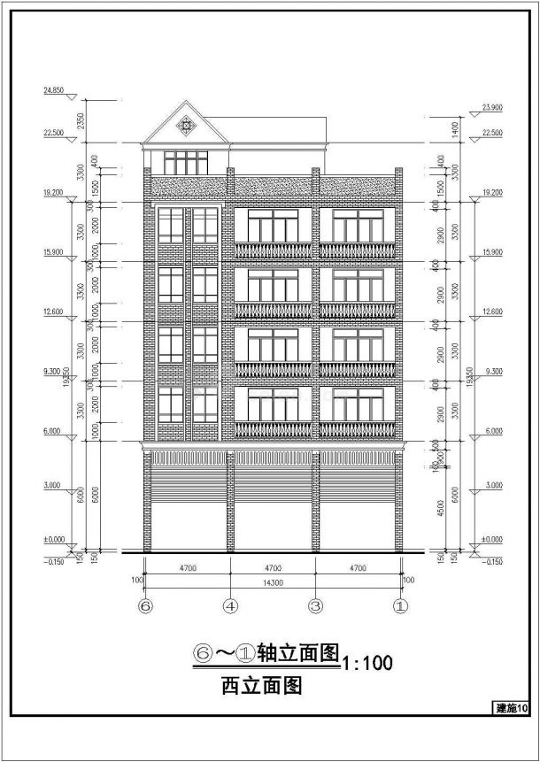 农村某地五层商住楼建筑设计方案图-图二