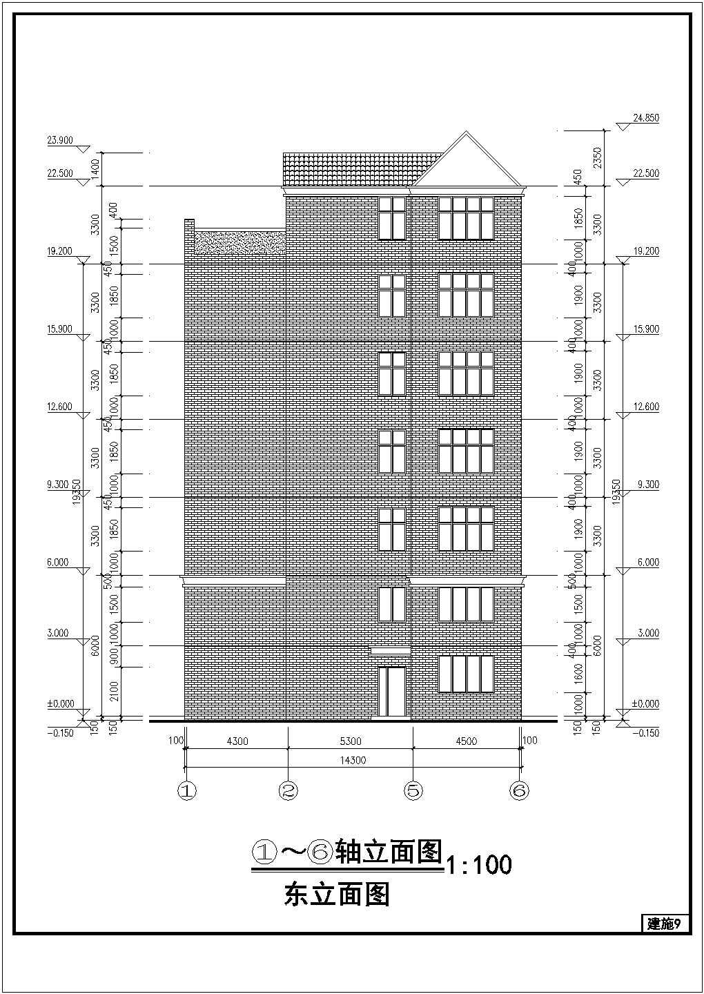 农村某地五层商住楼建筑设计方案图