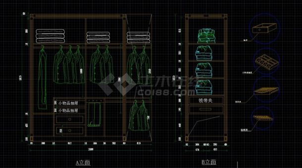 最详细的衣帽间衣柜及衣柜图纸-图一