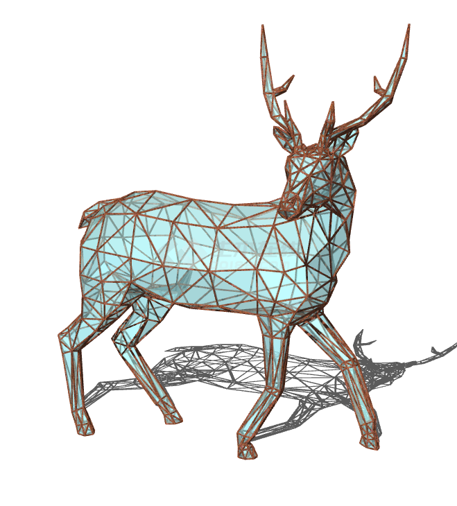 褐色走路麋鹿几何动物雕塑 su模型-图一