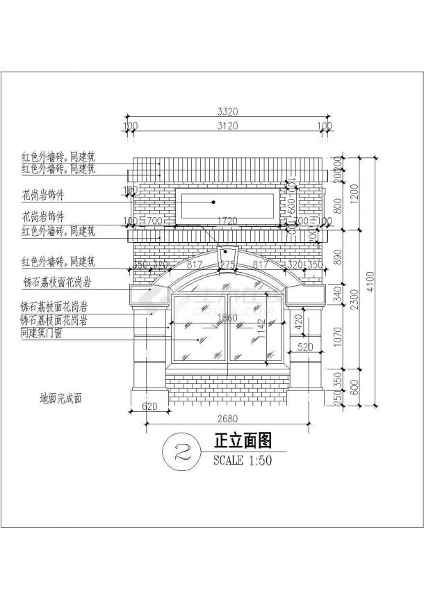 某居住小区简易欧式入口岗亭施工图-图一