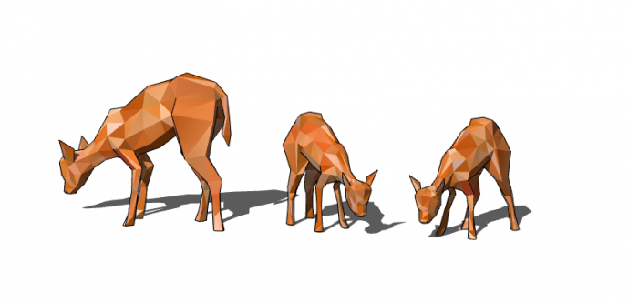 橘色小鹿几何动物雕塑 su模型_图1