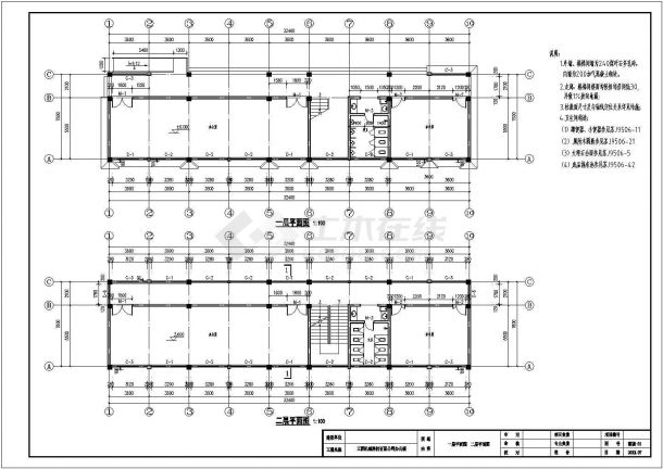 某工程机械厂三层办公楼建筑设计施工图-图二