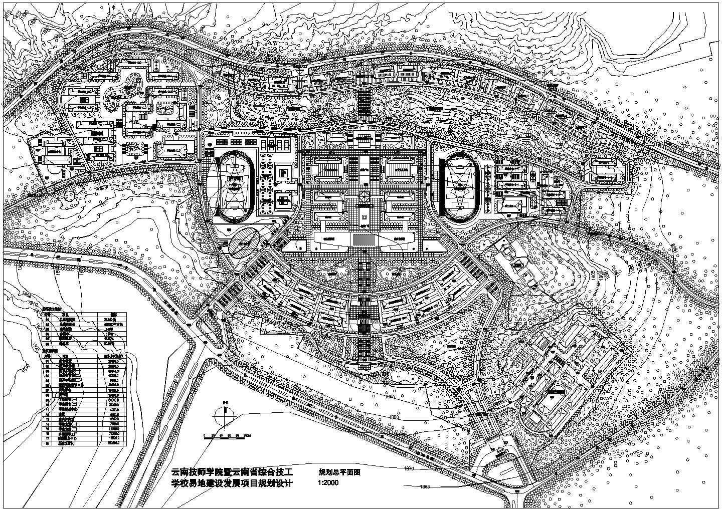 云南省某高校校区规划设计总平面图