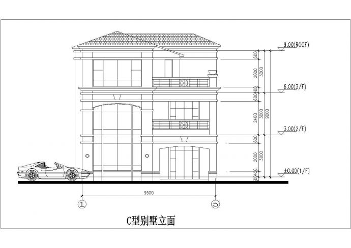 三套框架结构独幢别墅建筑设计方案图_图1