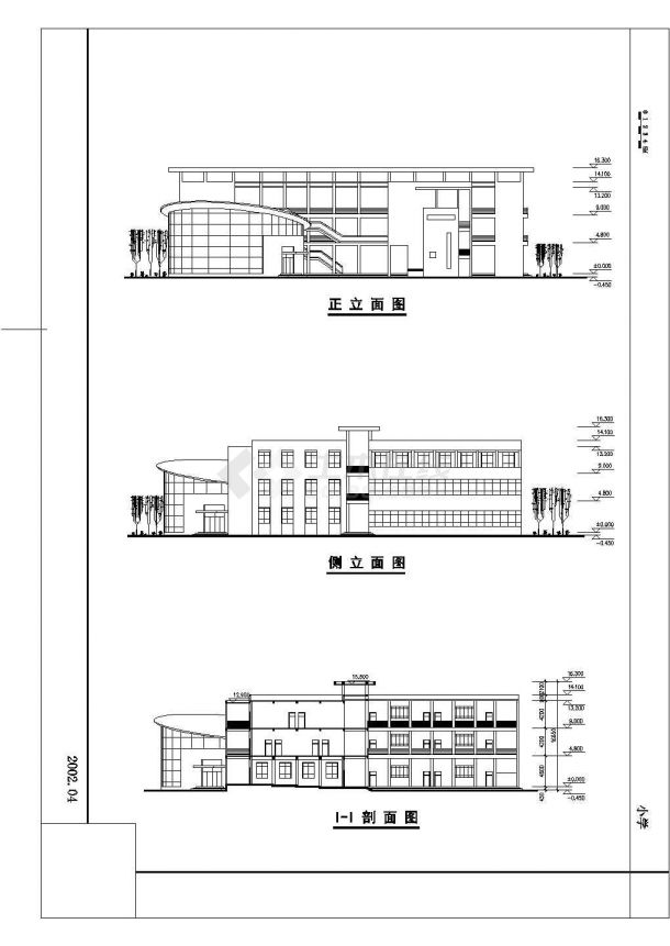 长沙某三层小学教学楼建筑设计方案图纸-图一