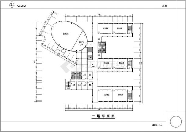 长沙某三层小学教学楼建筑设计方案图纸-图二