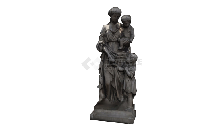 公园欧式母女石膏雕塑3Dsu模型-图二