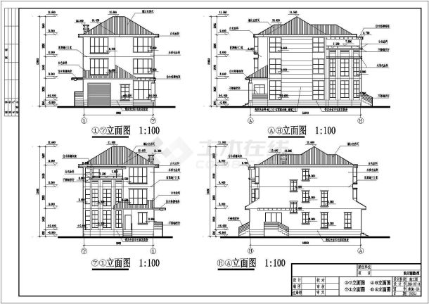 湖南某小区三层独立别墅建筑设计方案图纸-图一