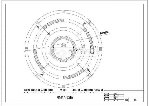 某小区景观及一个简单的圆形喷泉建筑设计图-图一