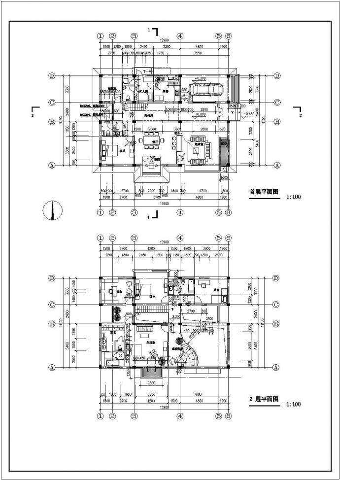 某地两层砌体结构别墅建筑方案设计图_图1