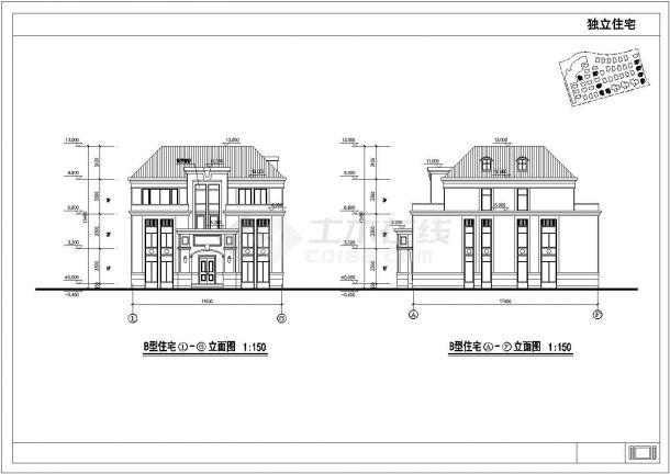 某地区三层坡屋顶别墅建筑设计方案-图二
