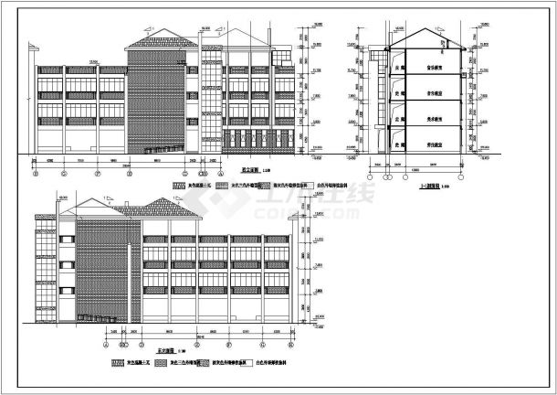 某学校四层教学艺术楼建筑设计施工图-图二