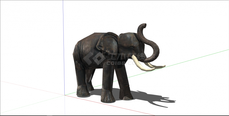 现代单只正在行走中的大象su模型-图一