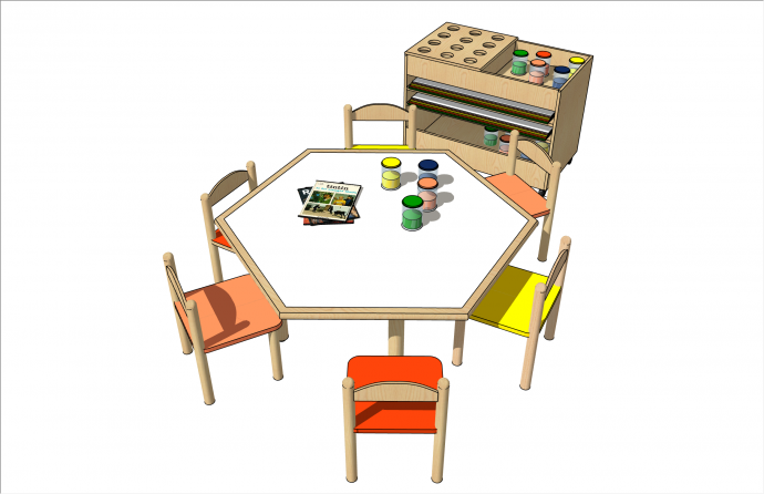 简约木制儿童家具座椅su模型_图1