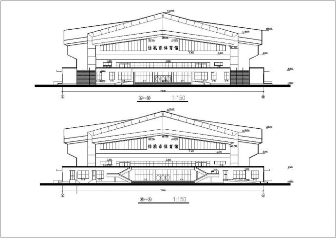湖北省某市三层室内篮球馆建筑设计方案_图1