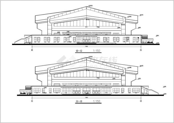 湖北省某市三层室内篮球馆建筑设计方案-图二