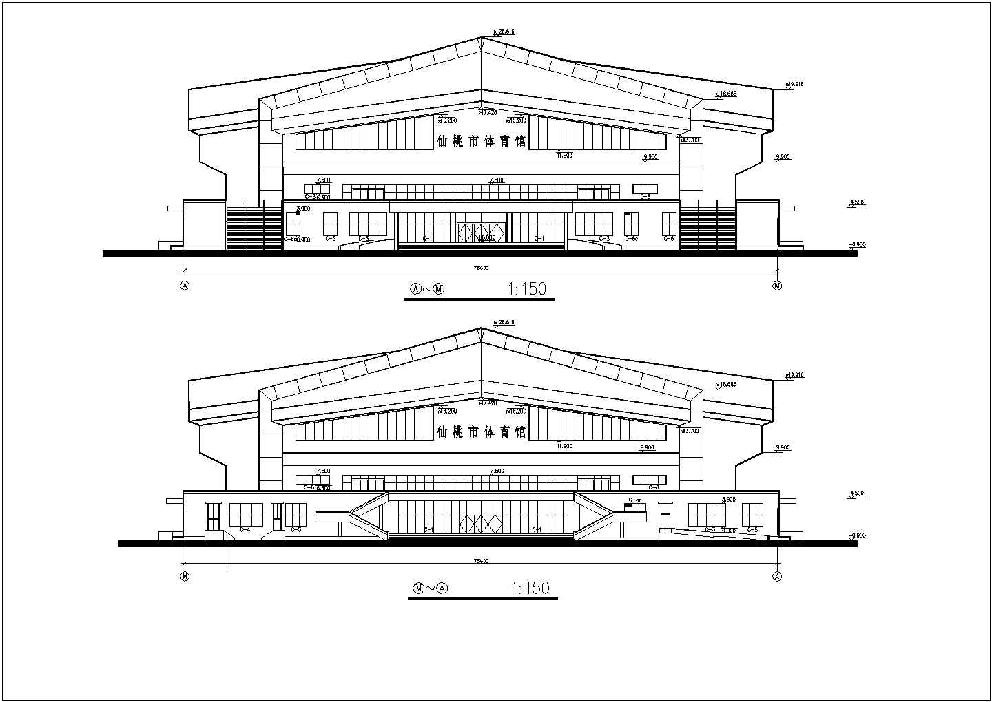 湖北省某市三层室内篮球馆建筑设计方案
