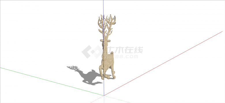 跳跃奔跑的小鹿雕塑su模型-图一