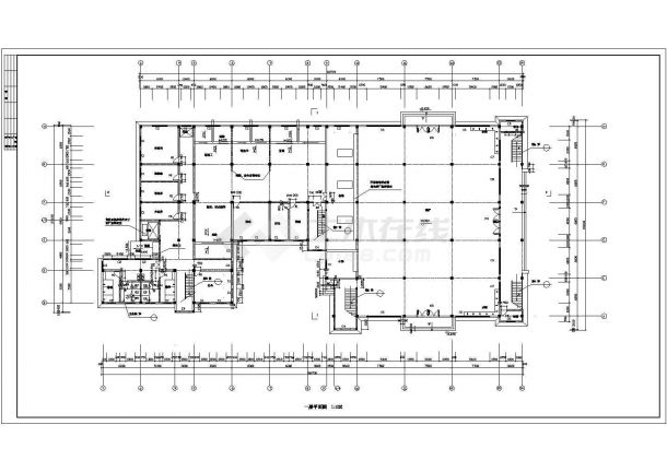 某地三层学生食堂建筑平面布局方案图-图一