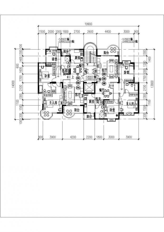某住宅小区小高层住宅户型平面布置图_图1