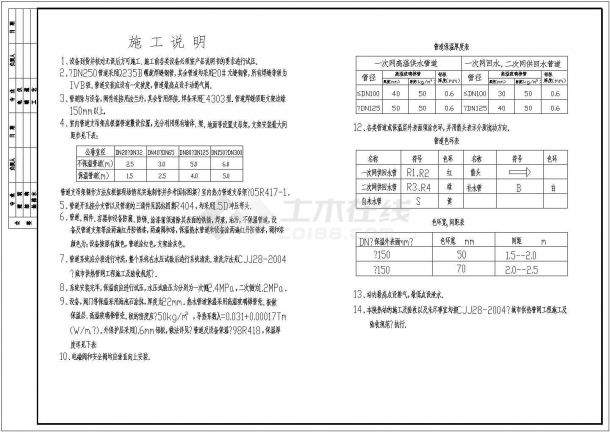 某地混水供热站工艺系统的设计施工图-图一