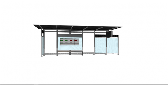 现代玻璃制墙公交车站su模型_图1