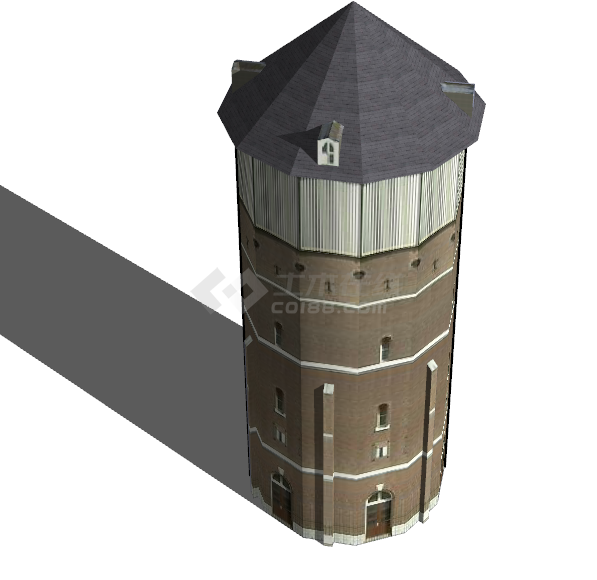 褐色现代工业水塔水柜水箱高塔 su模型-图二
