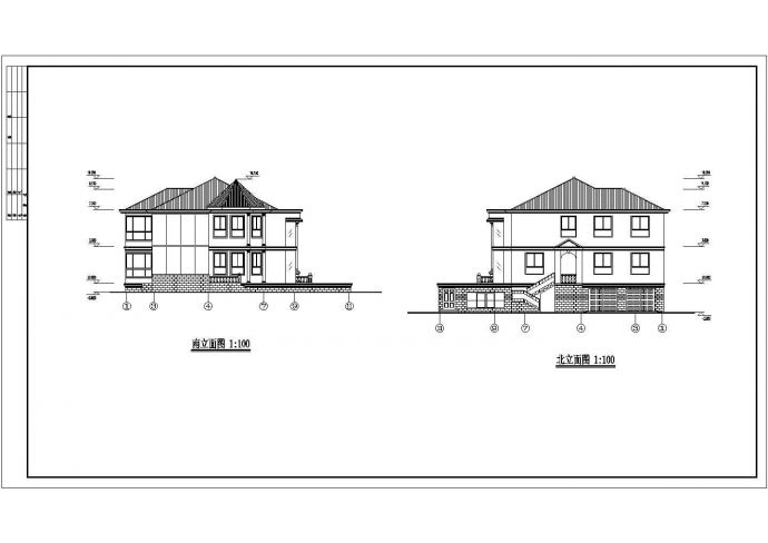 某地区两层坡屋顶别墅建筑设计方案_图1