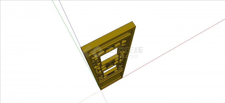 中式木质经典组件门su模型-图二