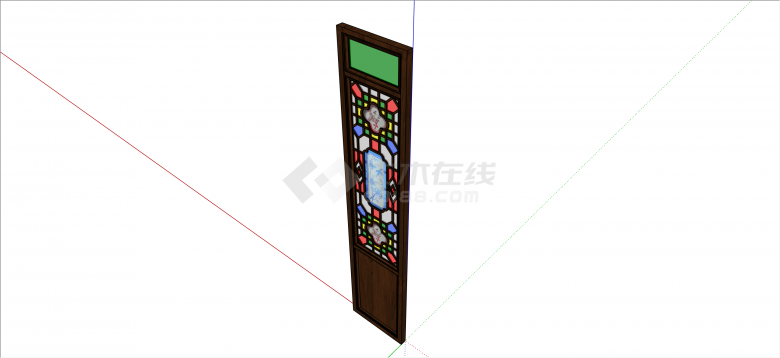 中式彩色艺术古典组件门su模型-图二