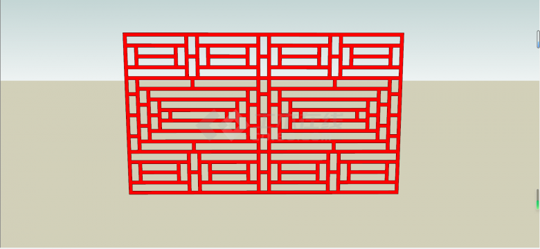 中式组件红色方形花窗和纹理su模型-图一