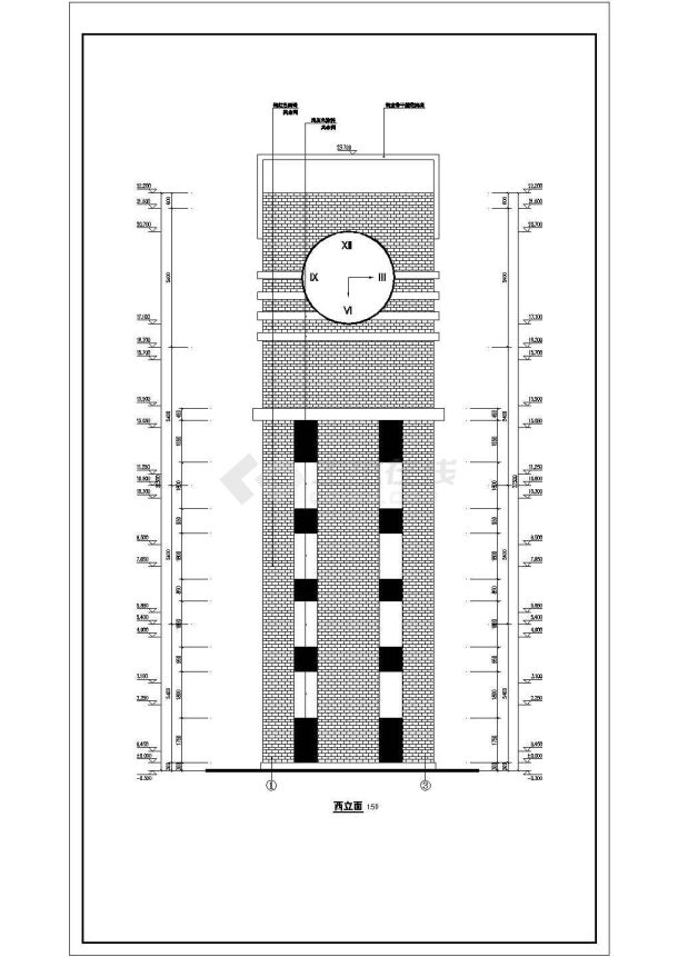 某小学地上四层框架结构钟塔全套建筑施工图-图一