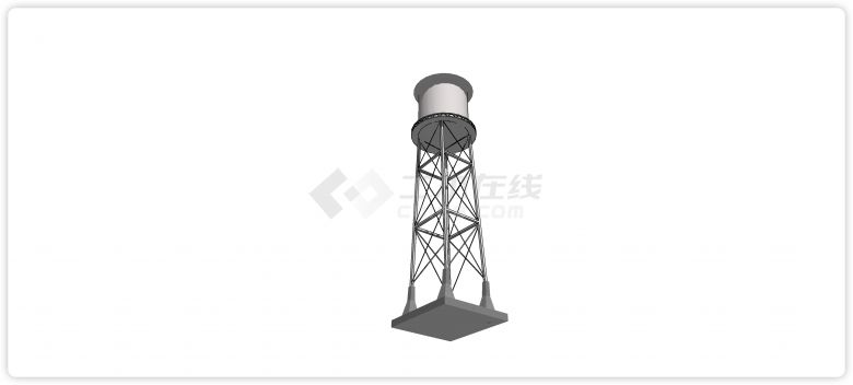 白色钢结构支撑架工业水塔水柜水箱高塔su模型-图二