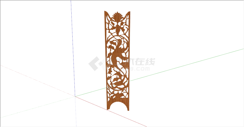 传统纹饰精致中式组件屏风隔断su模型-图一