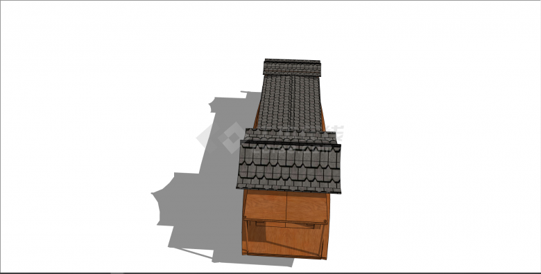中式复古带瓦砾顶的木船su模型-图二