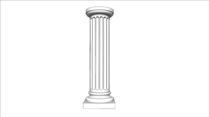 白色圆形罗马柱su模型_图1