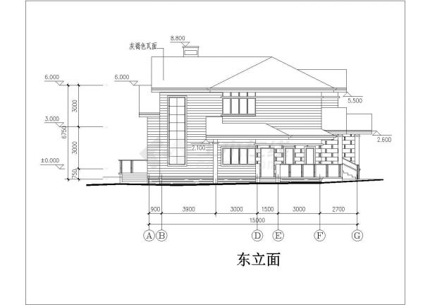 某小区二层坡屋顶别墅建筑设计方案-图二