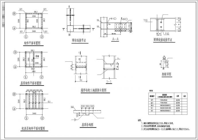 某项目钢结构电梯井道及机房结构施工图_图1