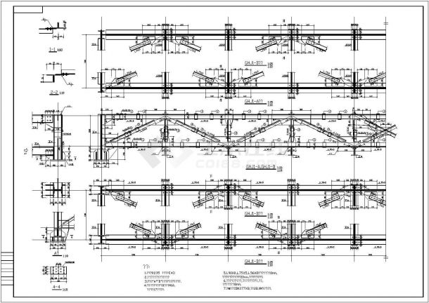 某项目28米跨度桁架结构通廊结构施工图-图二