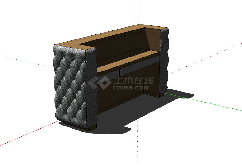 小型简欧木制接待前台su模型-图二