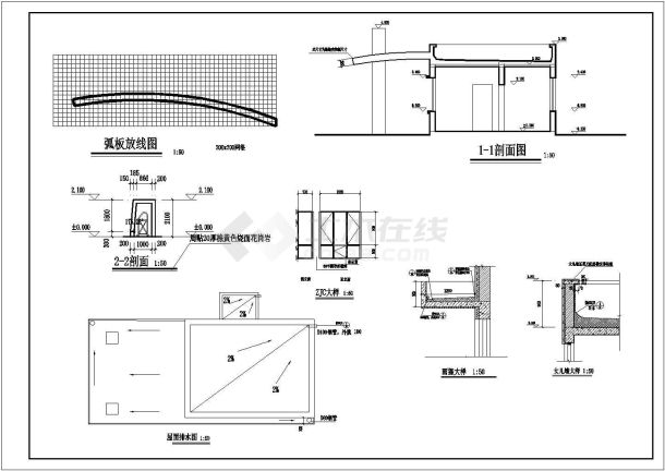 乌鲁木齐某小区大门建筑设计施工图-图二